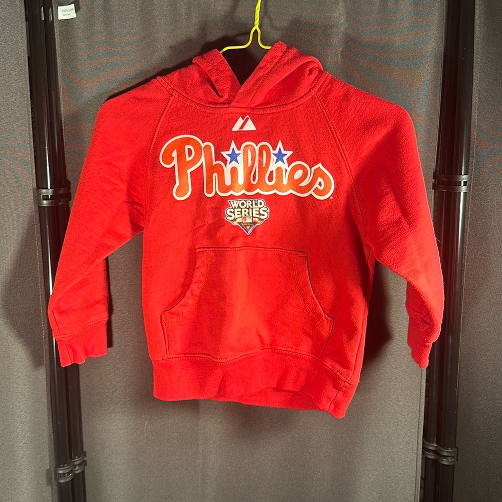Philadelphia phillies World Series 2009 hoodie kids size 4 pre owned great shape